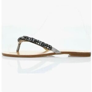 Badgley Mischka Women’s Kamryn Jeweled Leather Thong Flip Flop